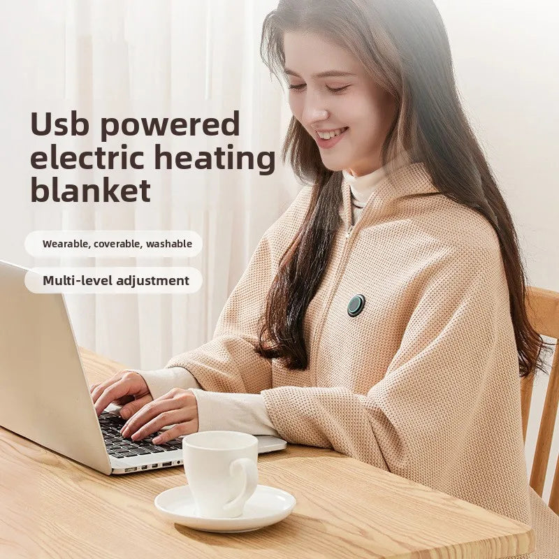 CozyVolt™ 🔥🧣 USB-Heated Wearable Blanket Shawl