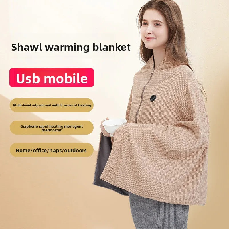 CozyVolt™ 🔥🧣 USB-Heated Wearable Blanket Shawl